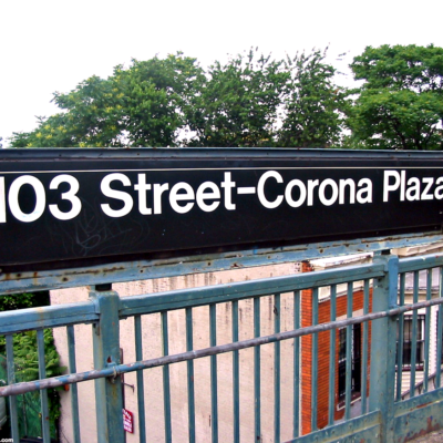 This is an image of the Corona Plaza Subway Station Sign