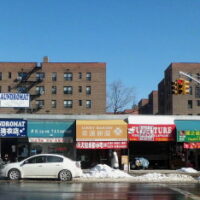 This is an image of Flushing Diner and Storefronts