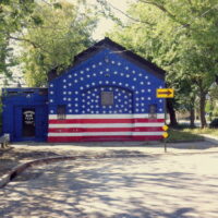 This is an image of Morris Park Old Train Station Painted Like American Flag