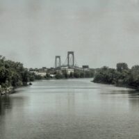 This is an image of Bronx-Whitestone Bridge Seen From Westchester Creek In The Bronx