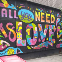 This is an image of LOVE Mural in Sunnyside Queens